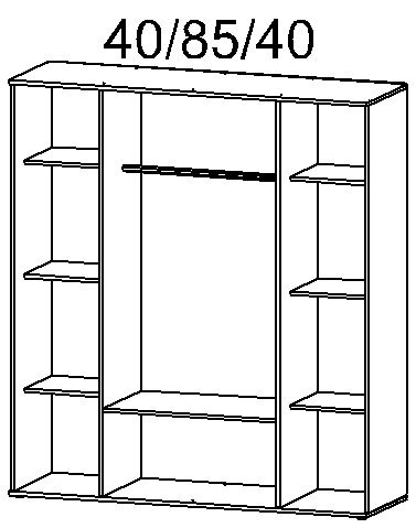 Kleiderschrank TWIN 168 x 52 cm Glas/NB weiß