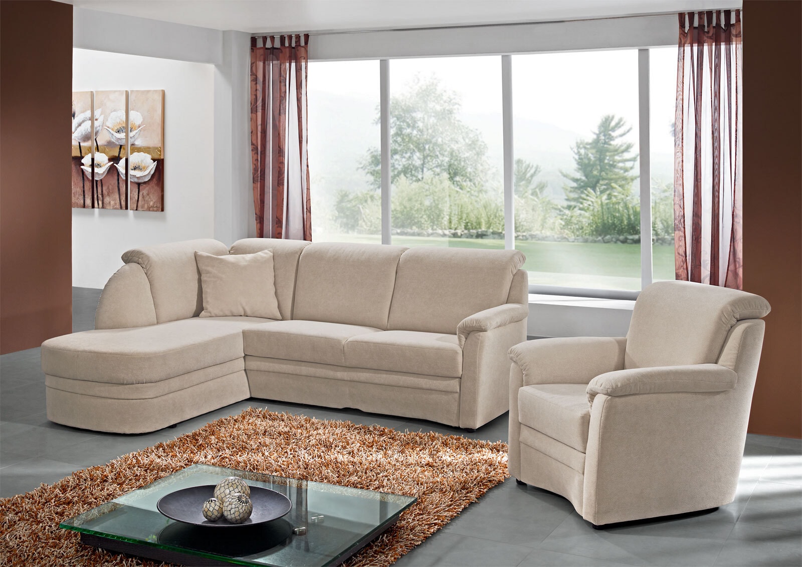 DIETSCH Ecksofa FREIBURG 225 x 180 cm sandbeige