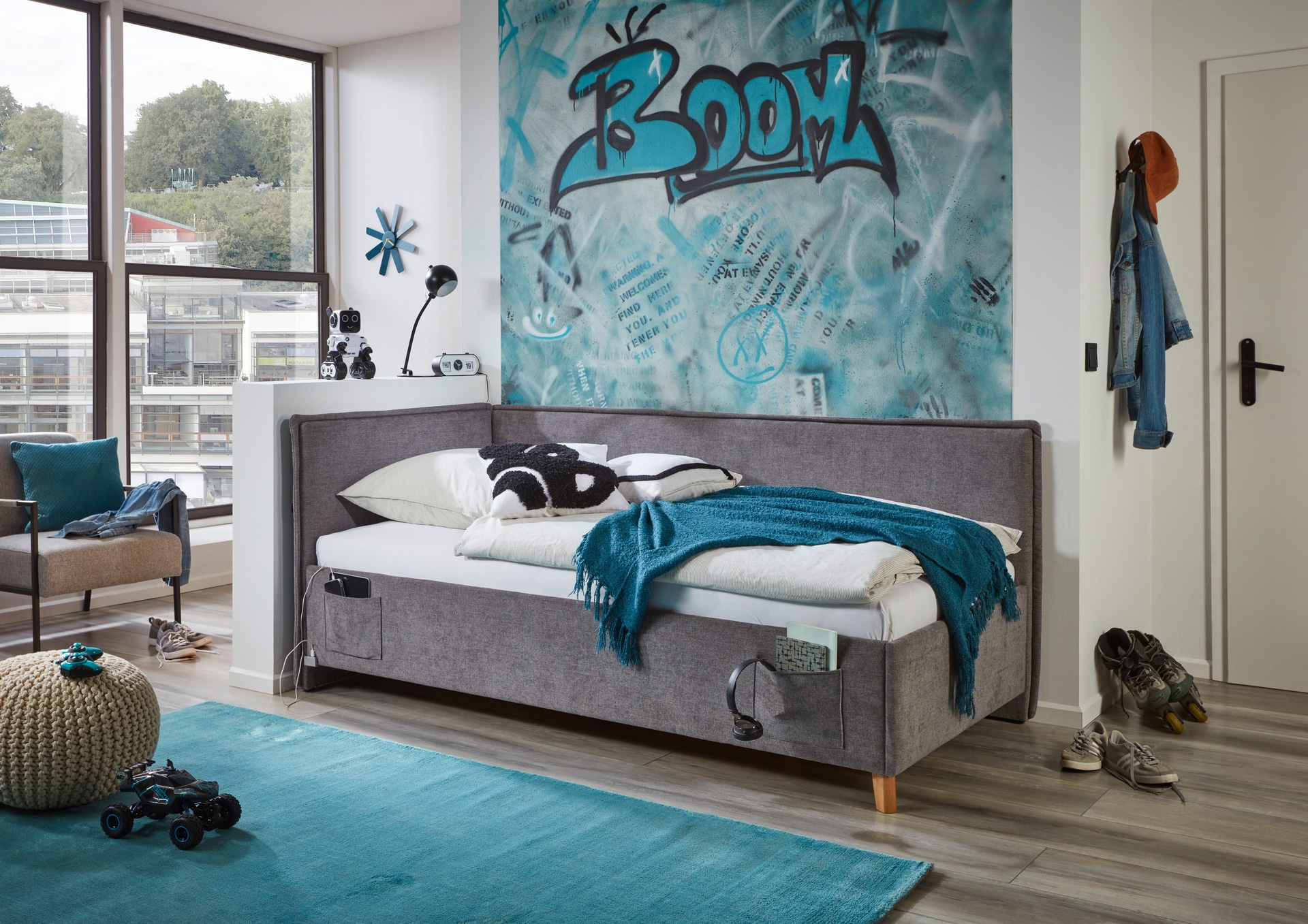 Bett FUN 90 x 200 cm grau