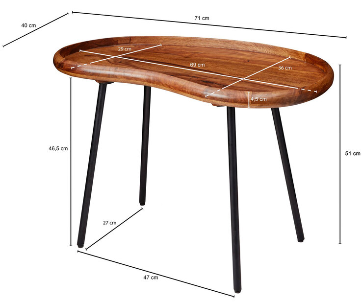 Couchtisch 71 x 40 cm braun