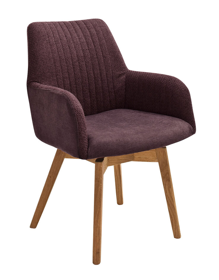 Esszimmerstuhl BRENTWOOD mit Armlehnen braun/ Bordeaux rot