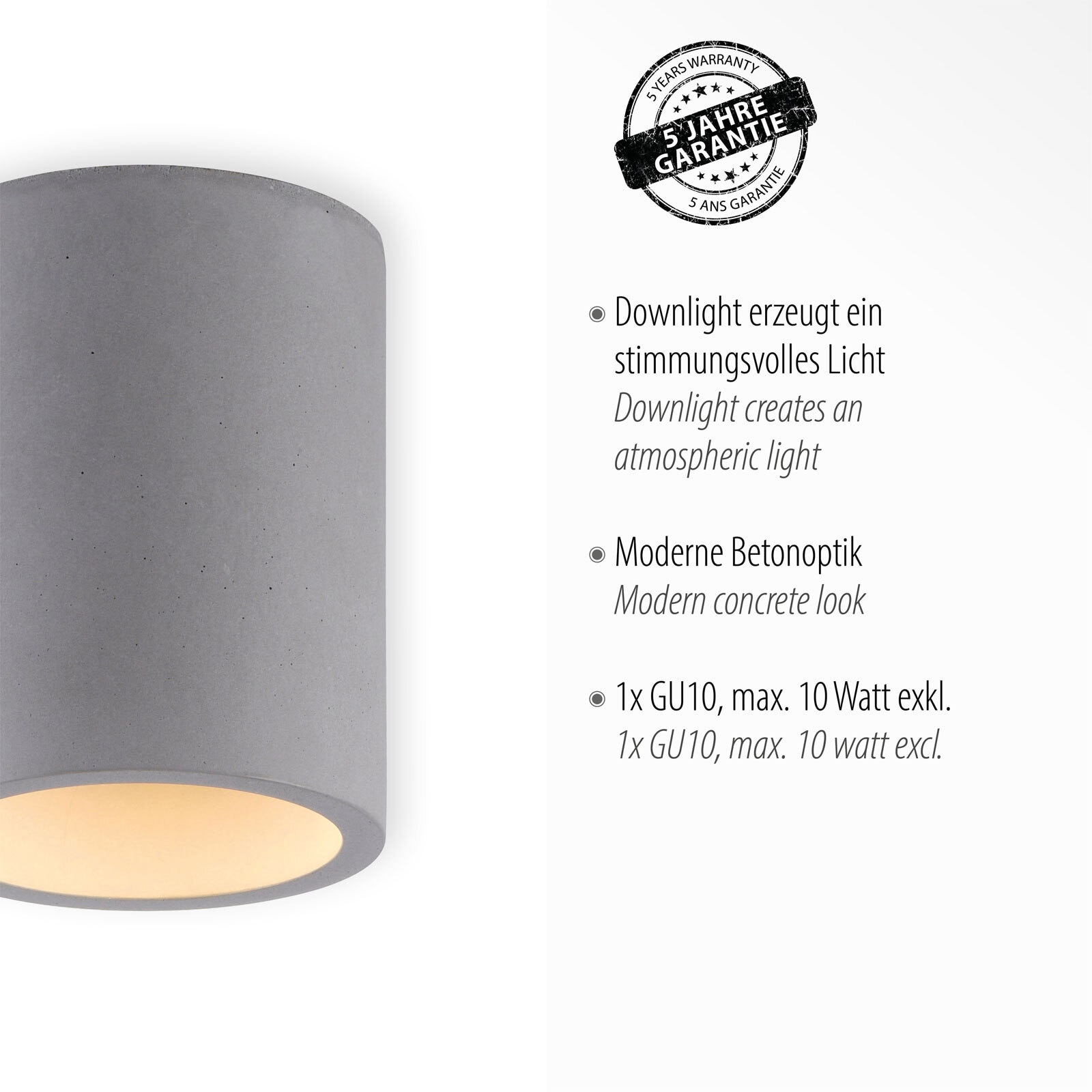 Paul Neuhaus Retrofit Deckenlampe ETON 11 cm beton