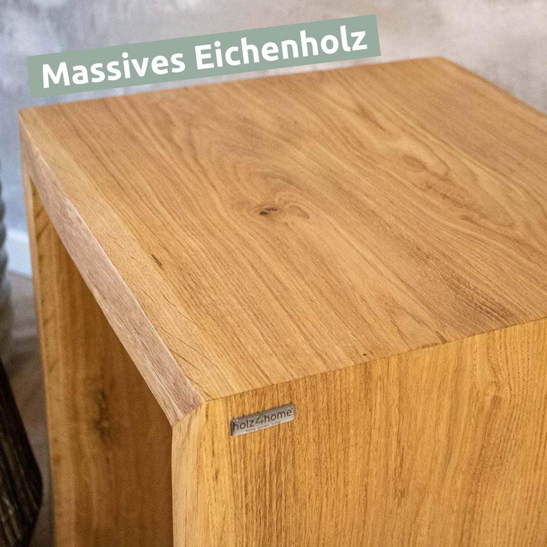 holz4home Massivholzbank 40 x 45 cm Eiche geölt mit Baumkante