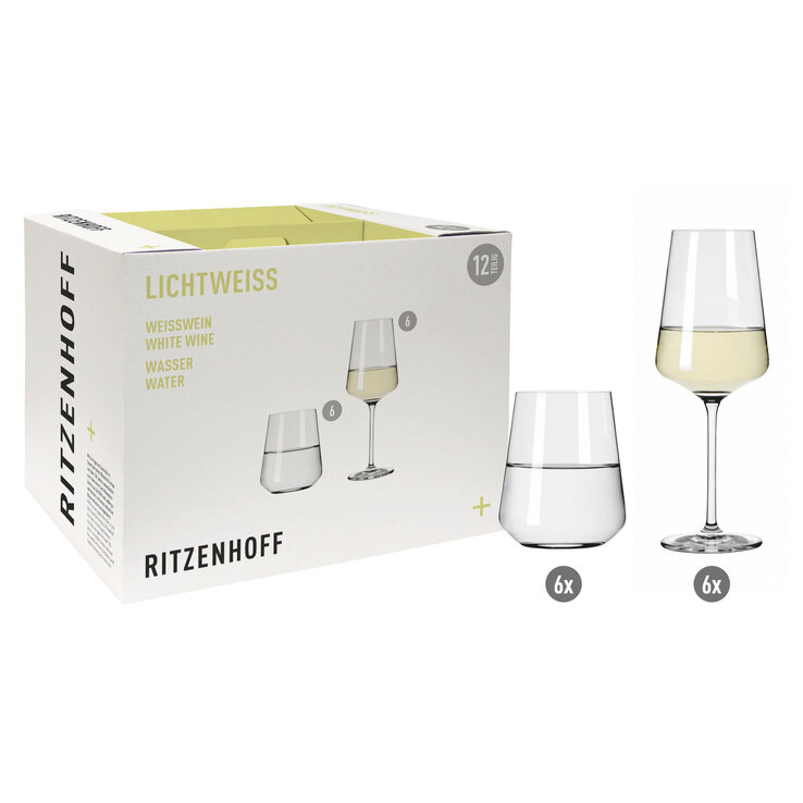 RITZENHOFF Wasser- und Weißweingläser-Set LICHTWEISS 12-teilig Kristallglas