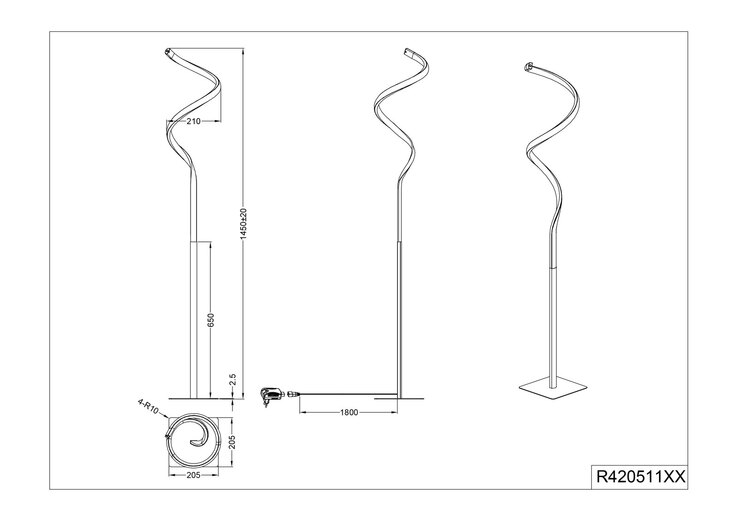 RL LED Stehlampe COURSE nickelfarbig