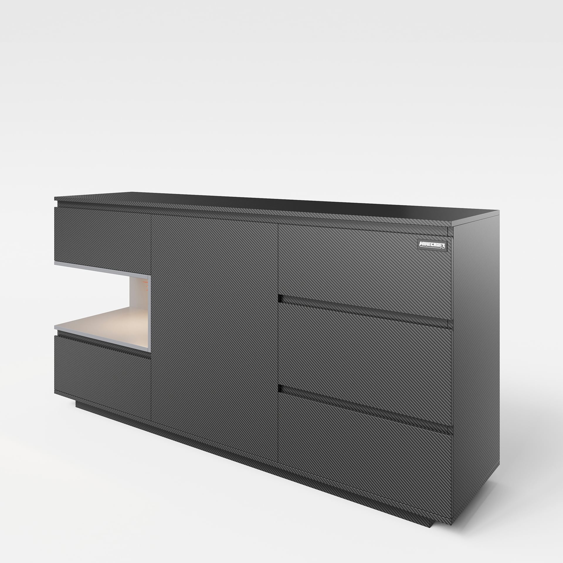 Sideboard MINECRAFT 160 cm schwarz/ grau