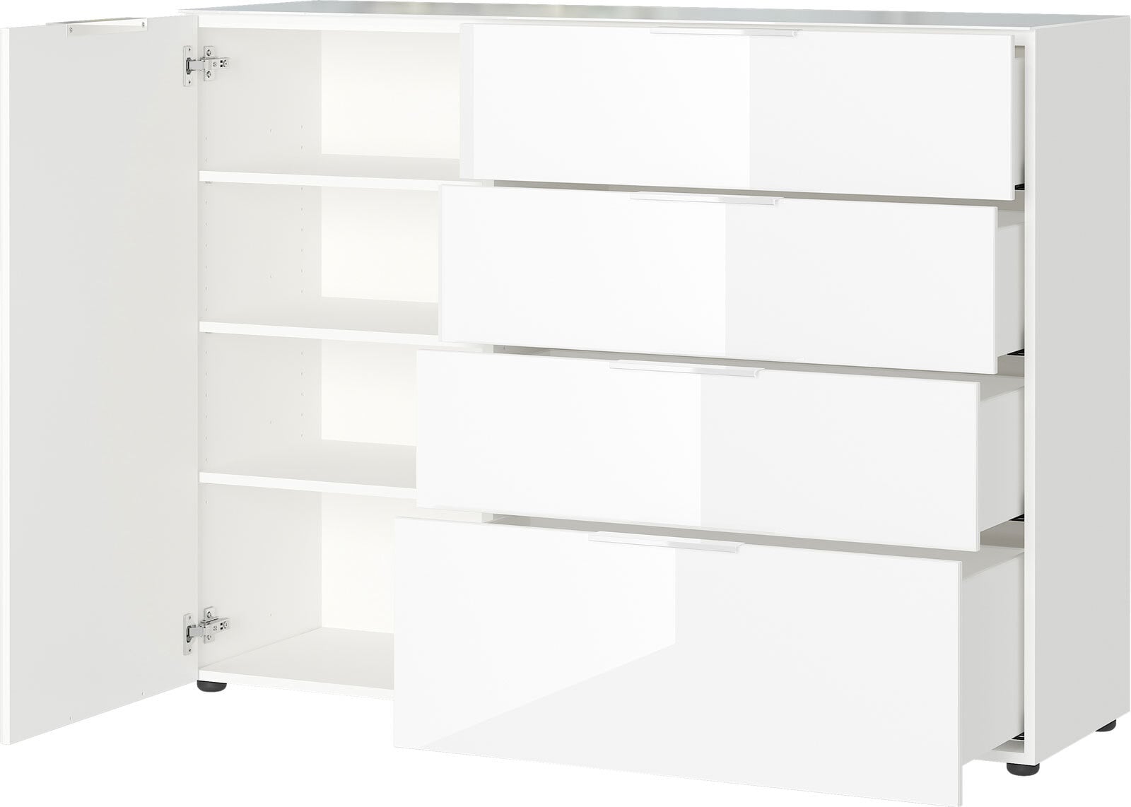 CASAVANTI Sideboard OAKLAND 134 x 102 cm Glas Weiß/Weiß