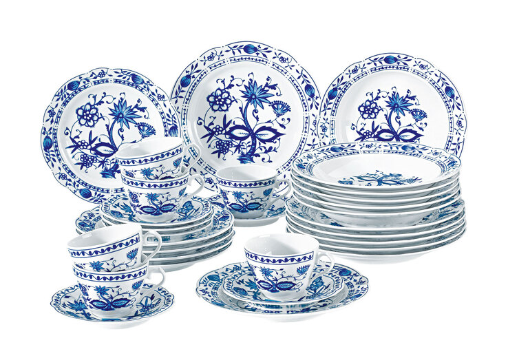 KAHLA Tafelservice ROSSELLA Zwiebelmuster 12-teilig weiß/blau