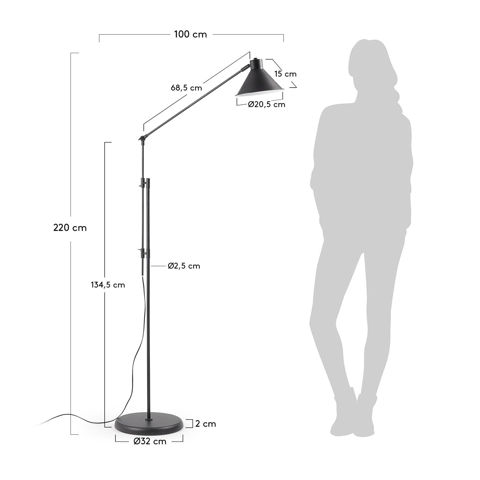 Kave Home Retrofit Stehlampe DIONE schwarz