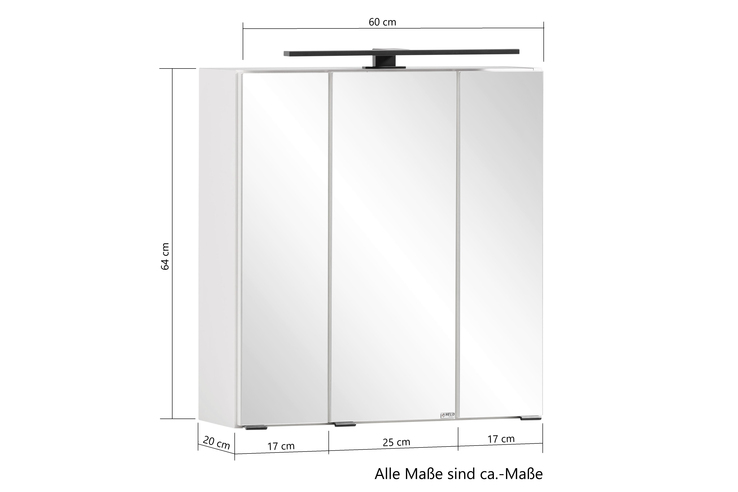 Bad-Spiegelschrank LÜTTICH weiß 60cm