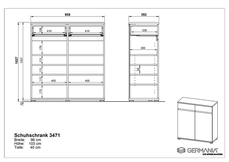 CASAVANTI Schuhschrank ALMADA anthrazit /Navara Eiche NB