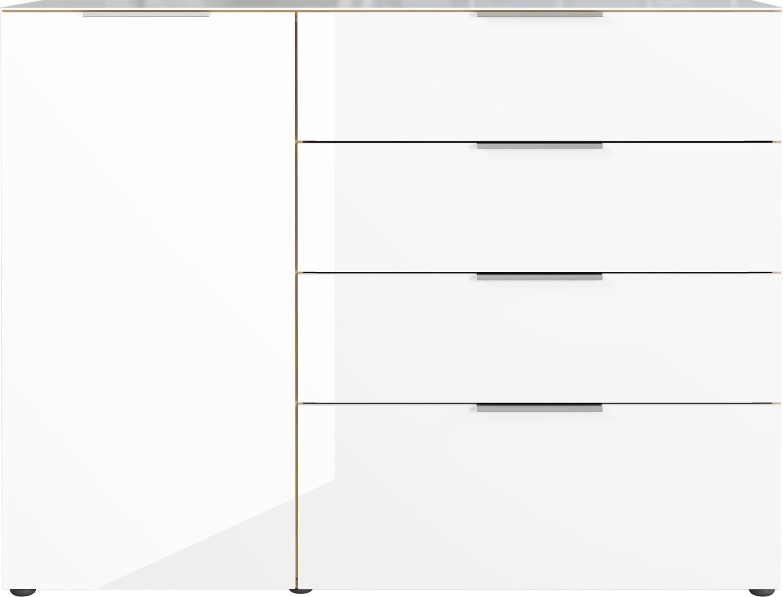 CASAVANTI Sideboard OAKLAND 134 x 102 cm Glas Weiß/Navarra-Eiche-Dekor