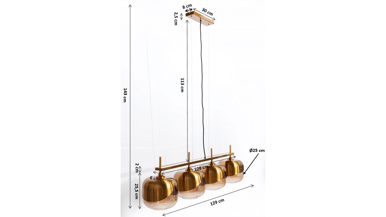 KARE DESIGN Retrofit Hängelampe GLOBLET QUATTRO goldfarbig