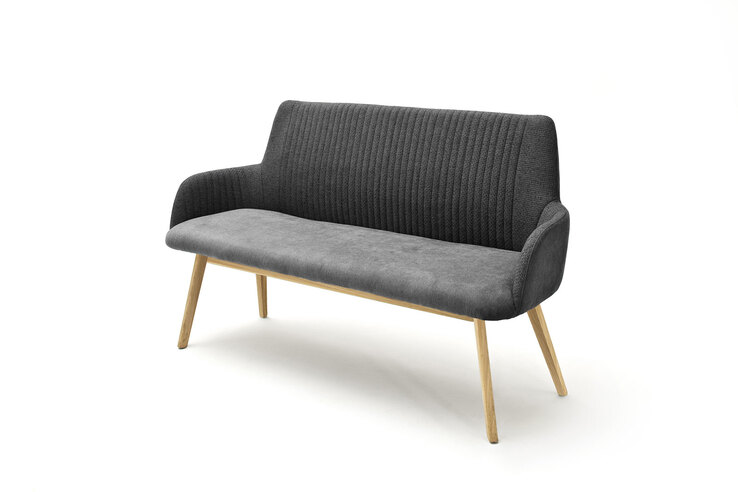Bank BRENTWOOD 157 x 90 cm Wildeiche massiv geölt/Bezug anthrazit