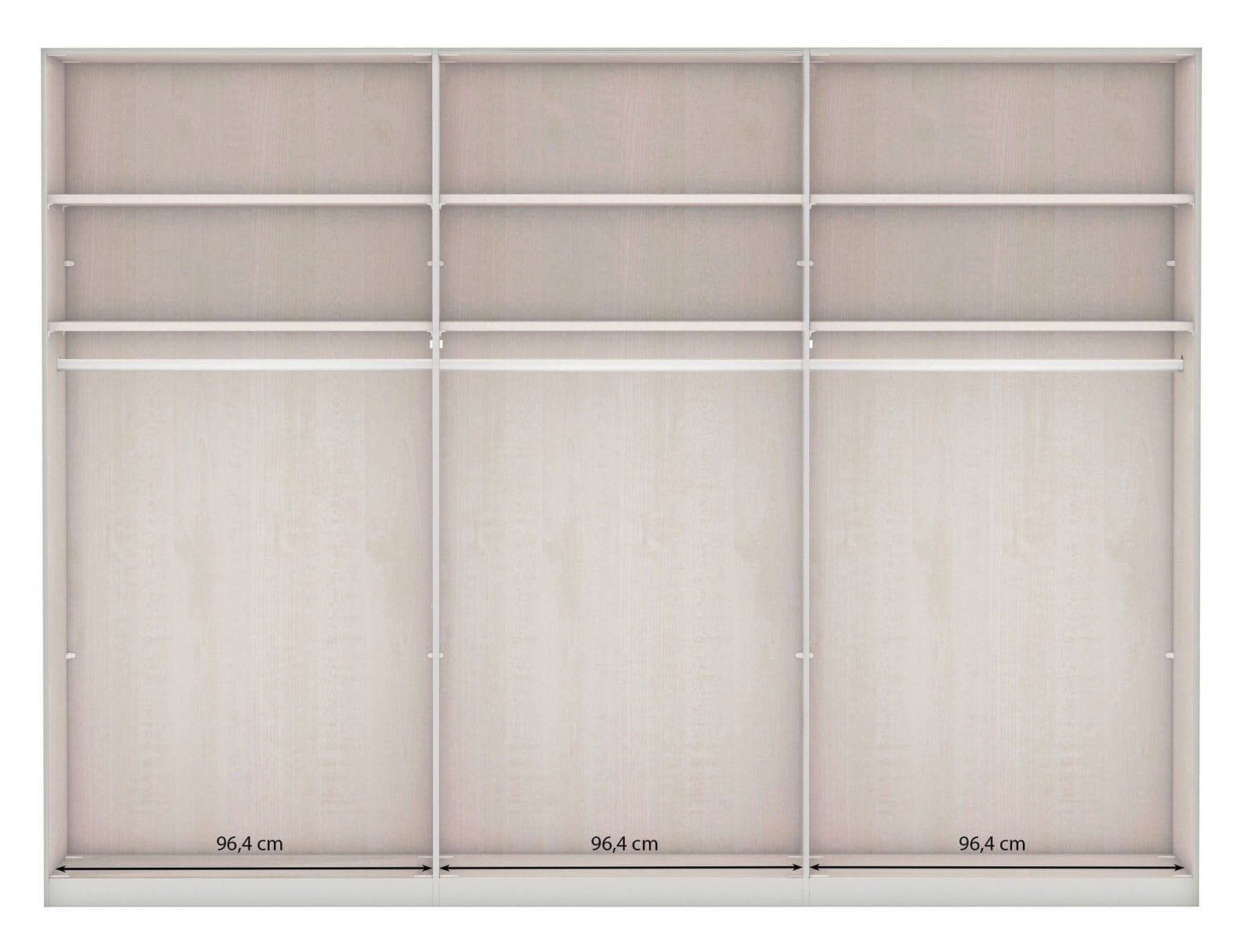 MONDO Kleiderschrank AREZZO 300 x 216 cm Bianco Eiche teilmassiv