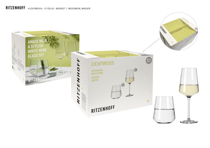 RITZENHOFF Wasser- und Weißweingläser-Set LICHTWEISS 12-teilig Kristallglas