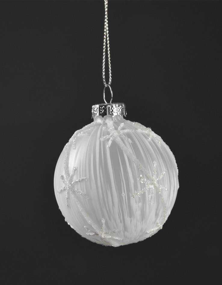 casaNOVA Weihnachtskugel 6 cm weiß transparent / bemalt /Glitzer weiß