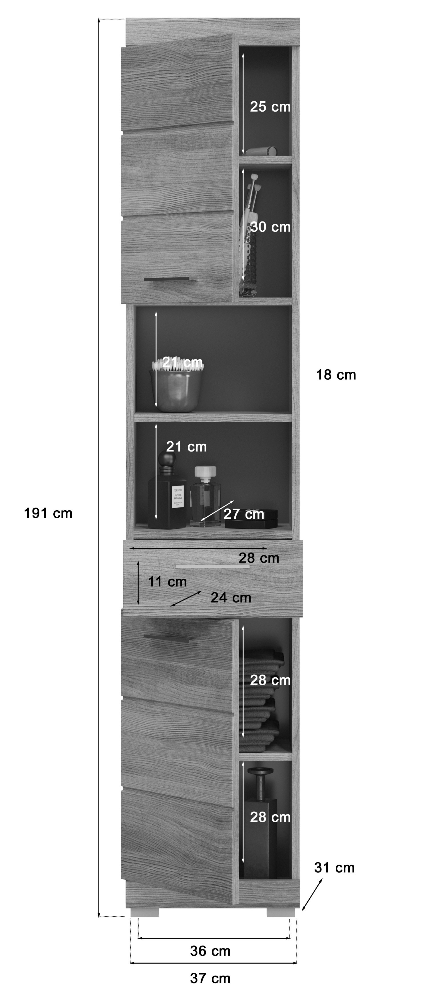 Bad-Hochschrank SOUL grau 191cm