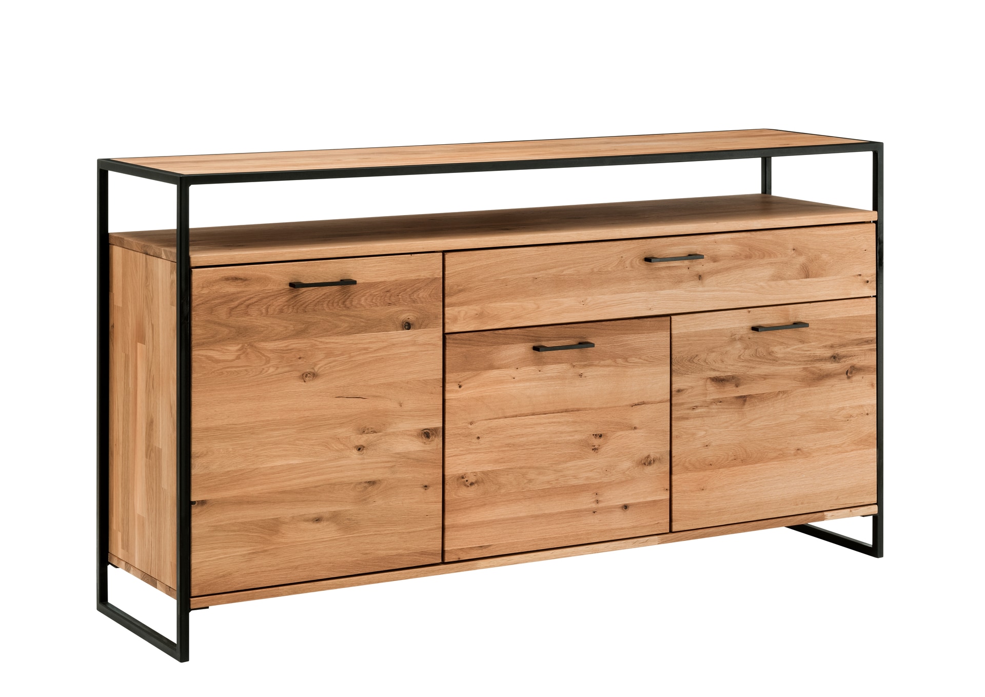 VALMONDO Sideboard FRAME 135 x 92 cm Eiche massiv natur geölt/schwarz