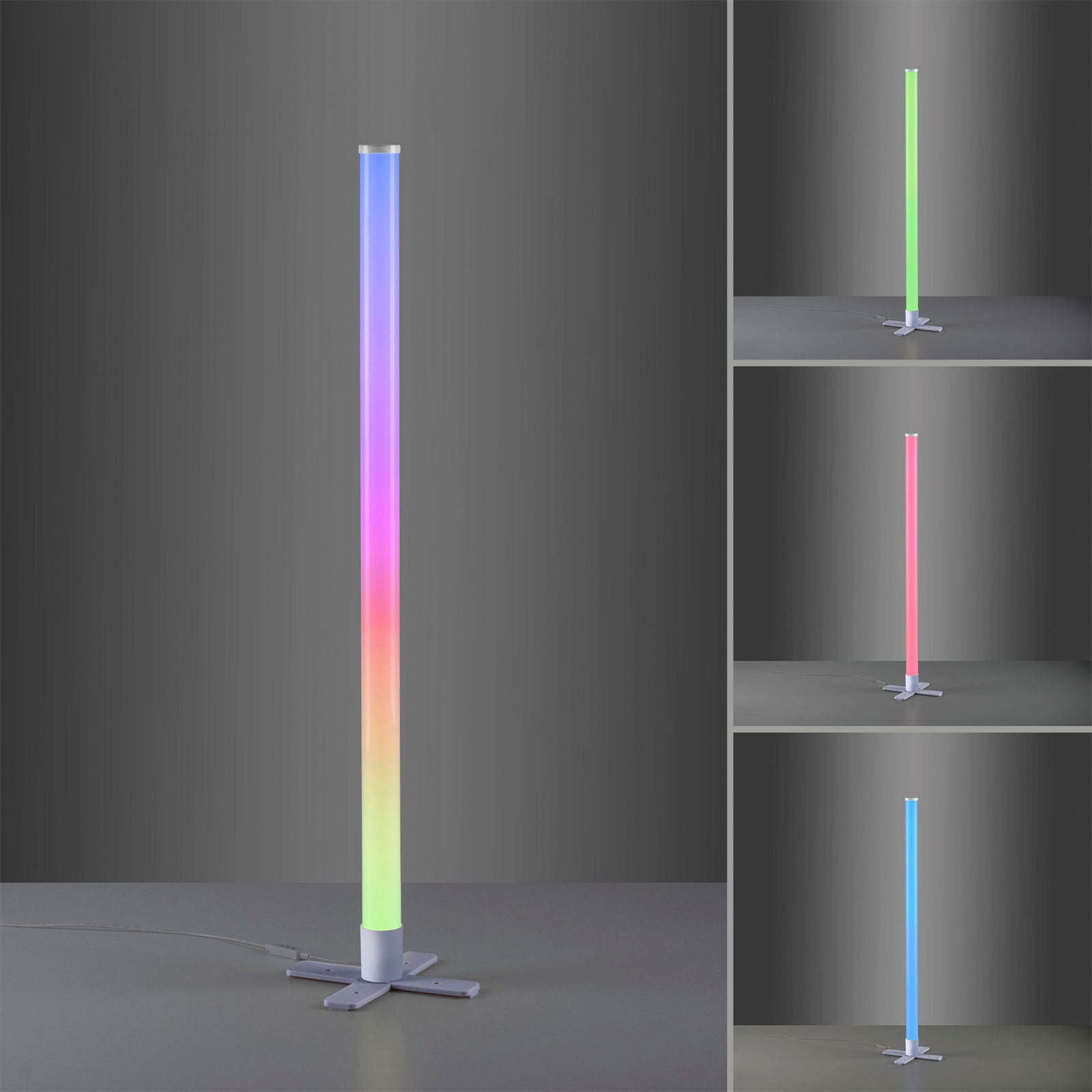 JUST LIGHT LED Stehlampe RINGO Rainbow 100 cm stahlfarbig