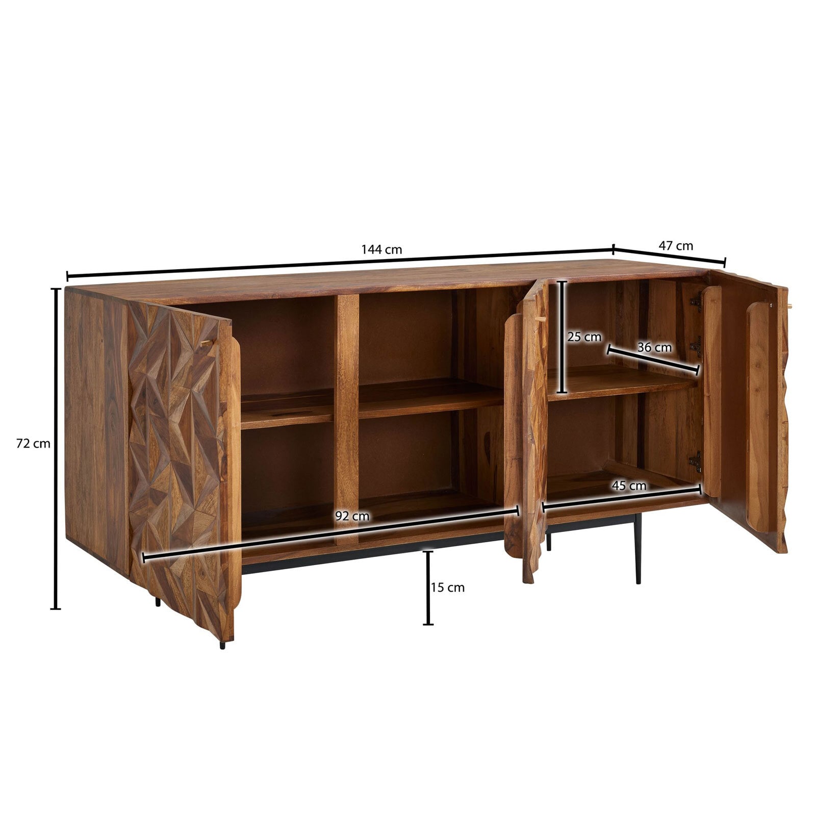 CASAVANTI Sideboard 144 x 72 cm Sheesham massiv