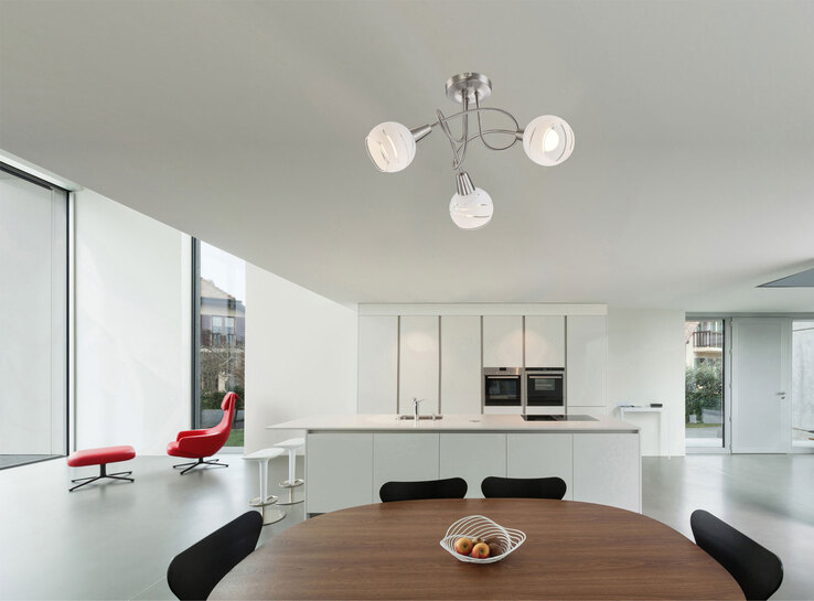 GLOBO LED Retrofit Deckenlampe ELLIOTT 3-flg nickelfarbig