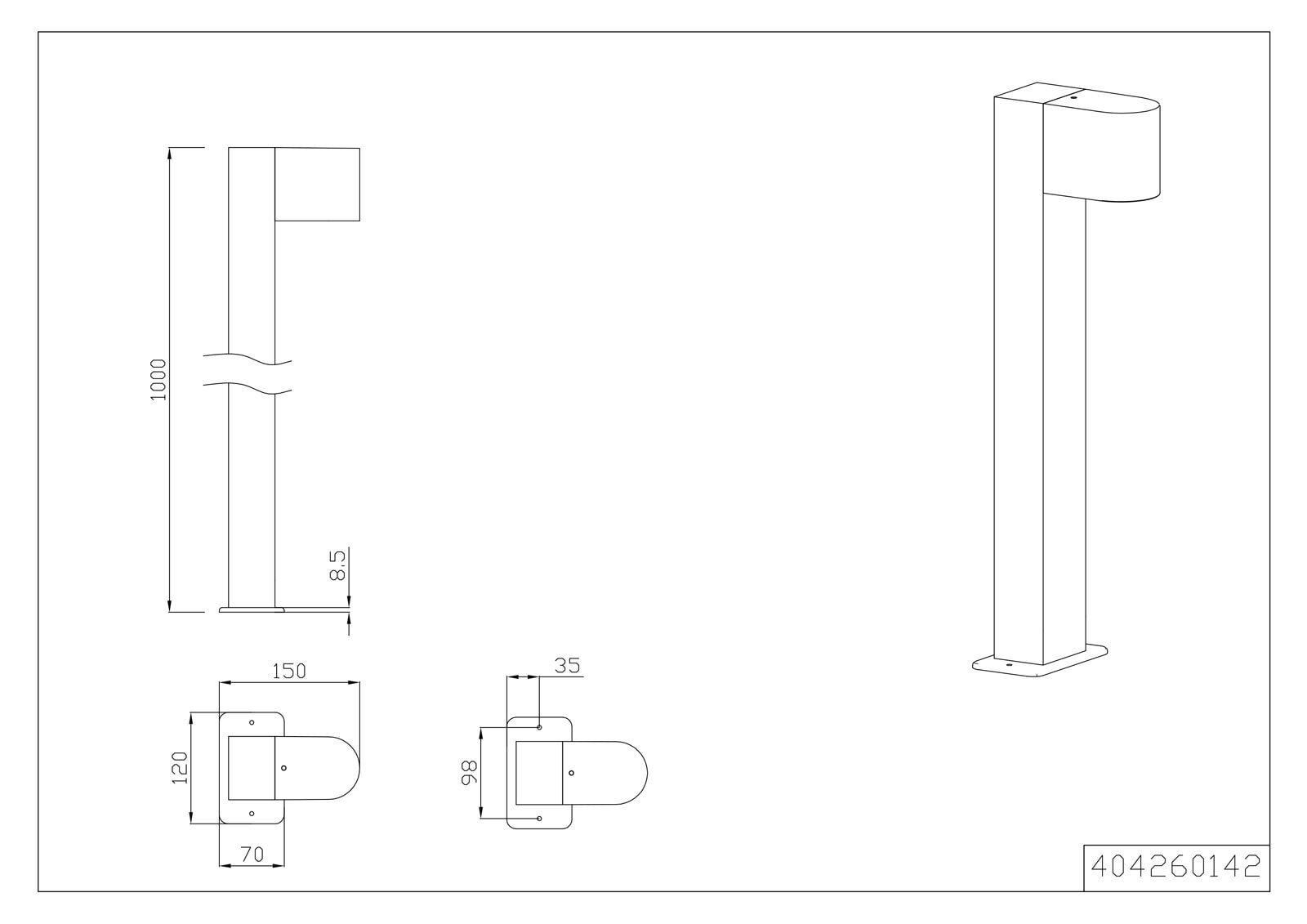 TRIO Retrofit Wegeleuchte ROYA 100 cm anthrazit