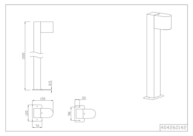 TRIO Retrofit Wegeleuchte ROYA 100 cm anthrazit