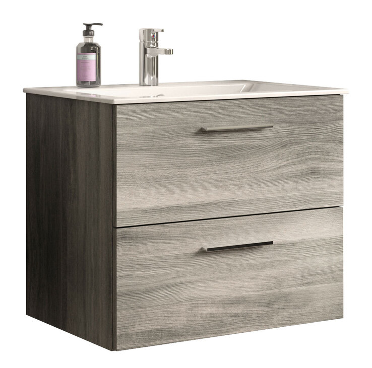 Waschbeckenunterschrank YORK 60 x 52 cm Rauchsilber grau