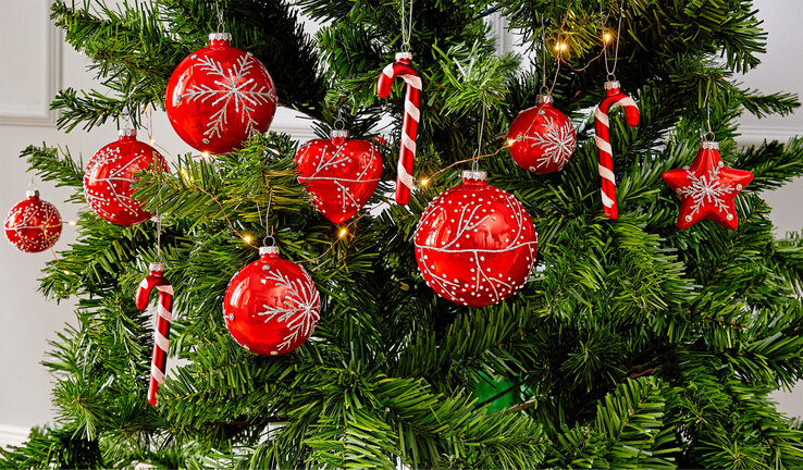 casaNOVA Weihnachtskugel II NORDISCHER WINTER 10 cm rot /weiß