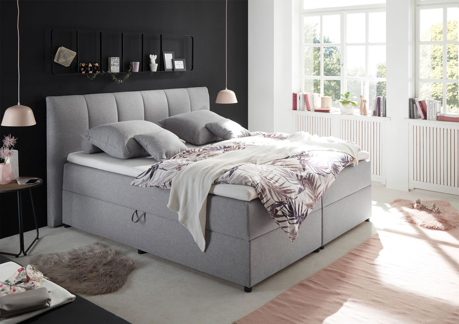 Boxspringbett GRAZIA 180 x 200 cm grau