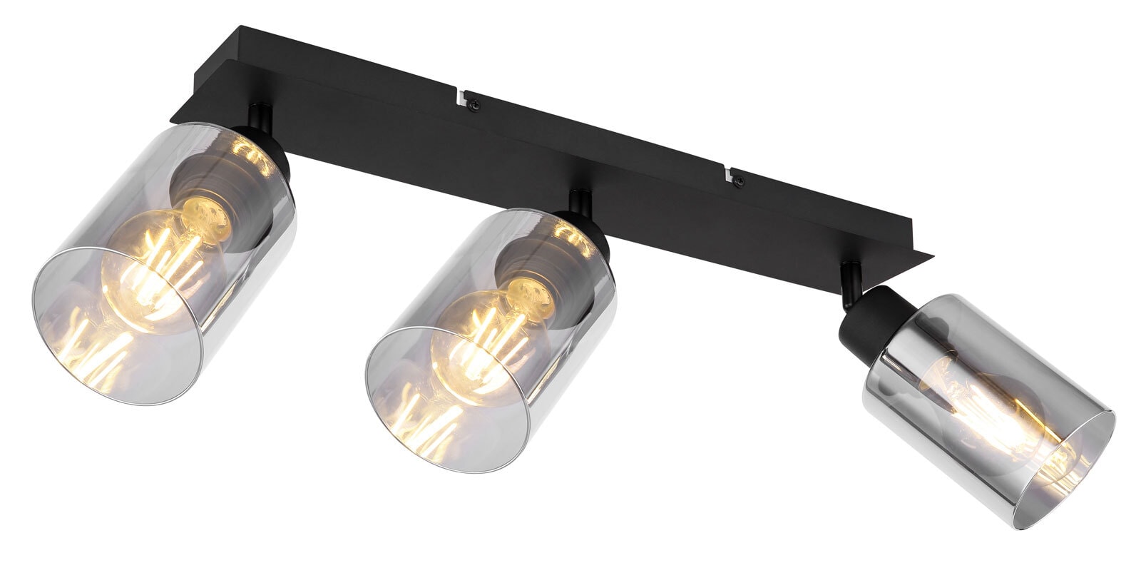 GLOBO Retrofit Deckenlampe HADERA 3 Spots schwarz /Rauchglas