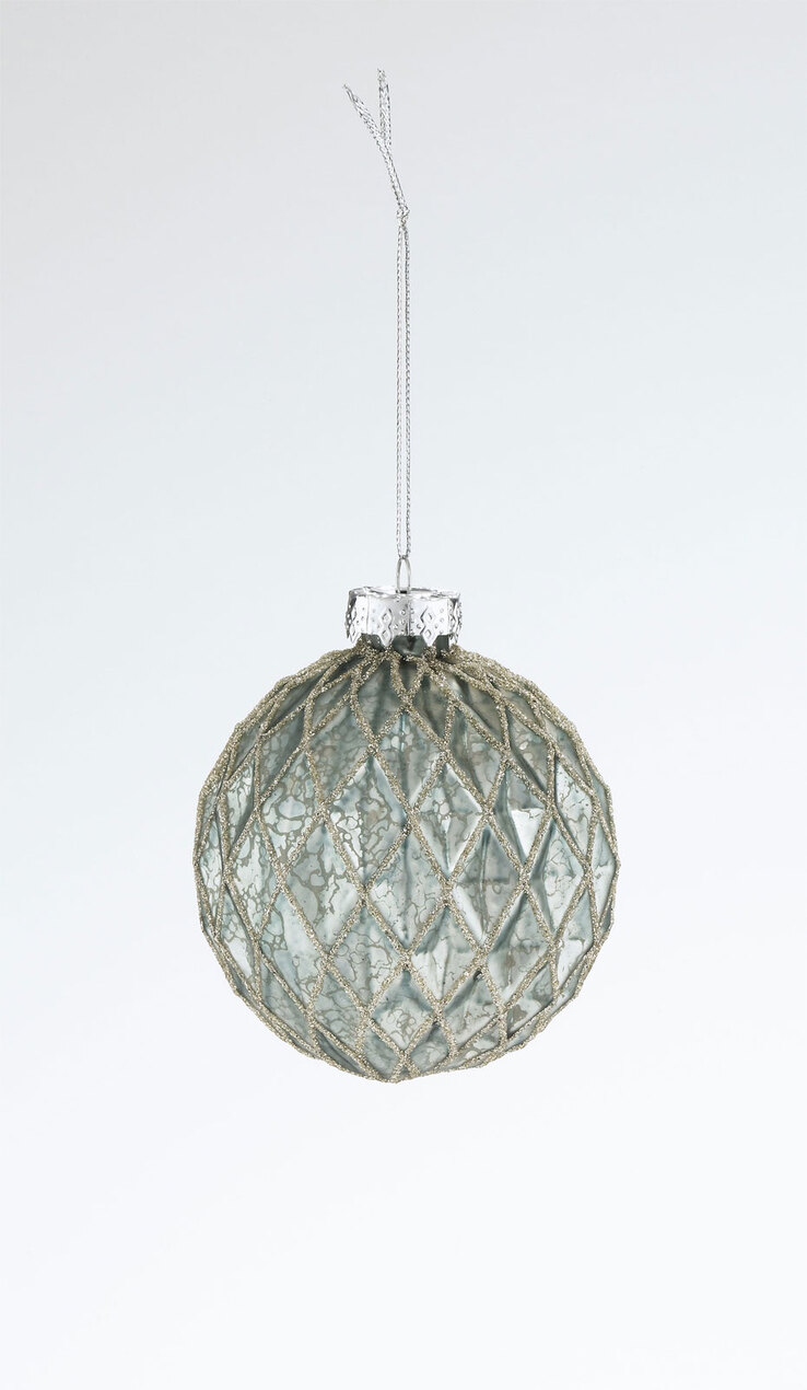 casaNOVA Weihnachtskugel 8 cm grün /Glitzer goldfarbig