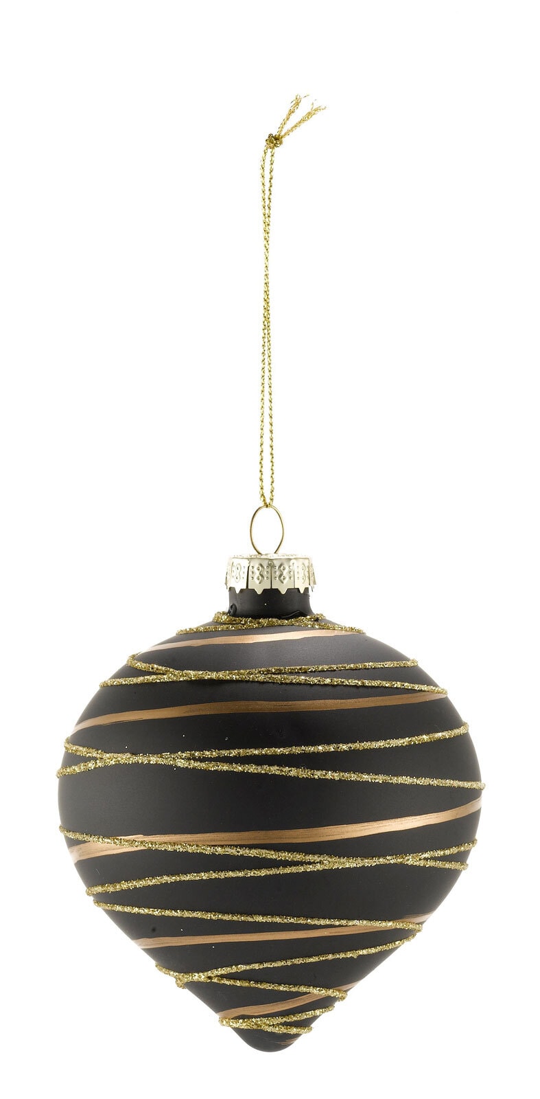 casaNOVA Weihnachtsbaumschmuck Zwiebel 8 cm schwarz matt /Glitzer goldfarbig