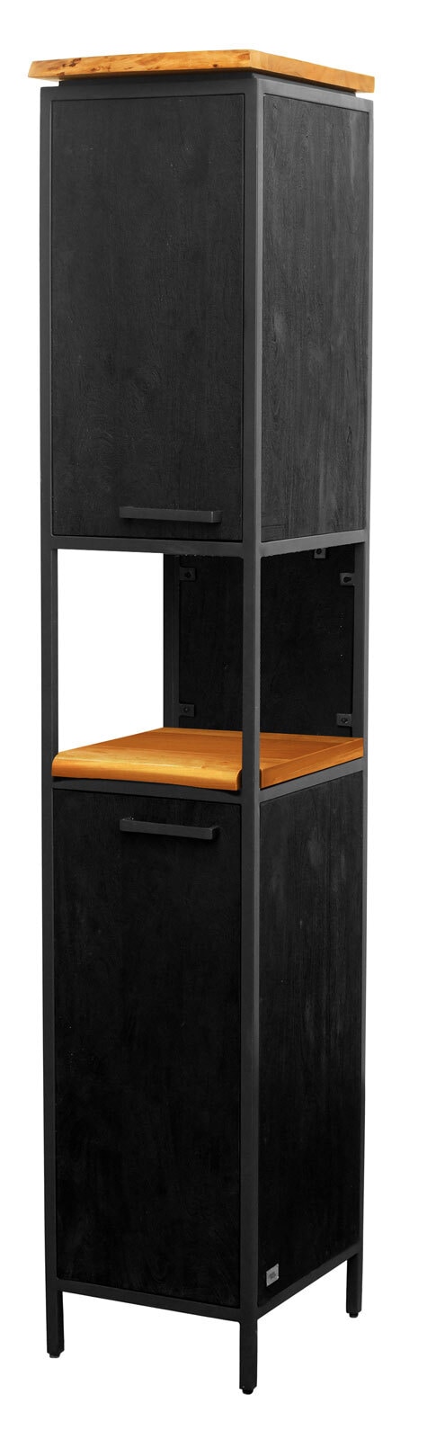 Hochschrank NATURE CALLS 34,5 x 190 cm Schwarz/ Akazie Natur