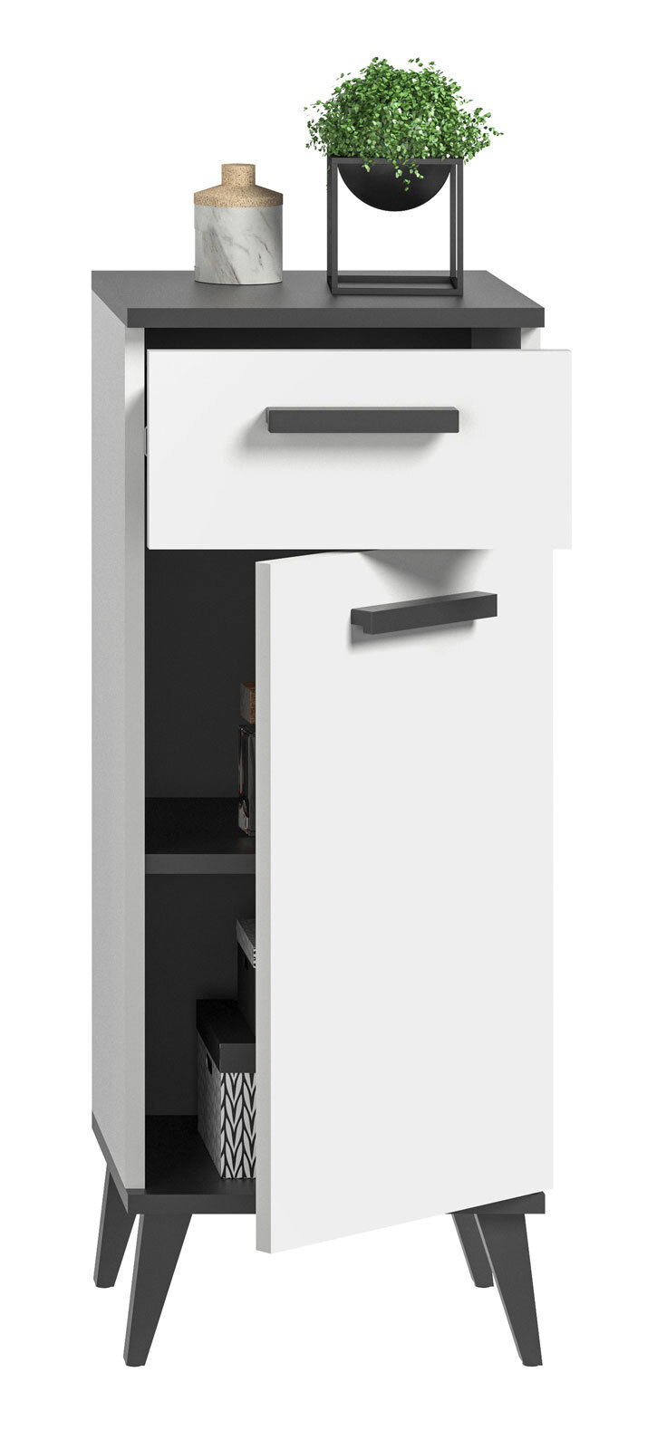 Bad Unterschrank ROCKET 34 x 87 cm weiß/ anthrazit