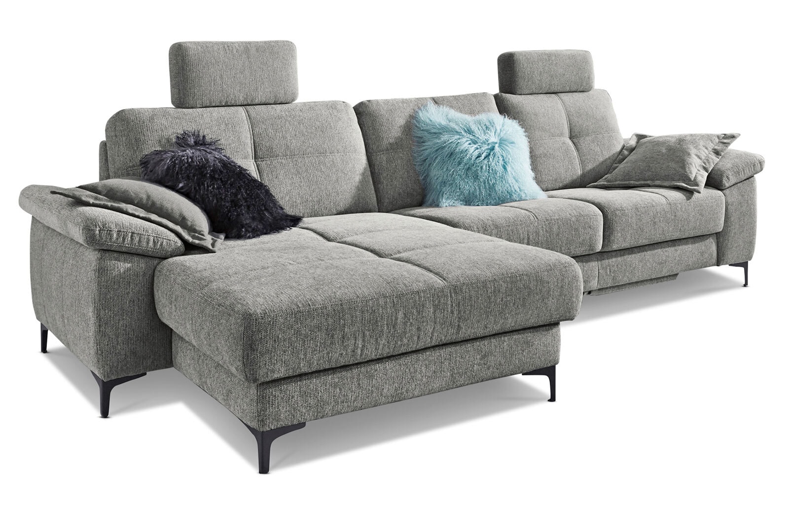 LASCONDO Ecksofa ROMINA SF-L 162 x 296 cm Famous frost grey