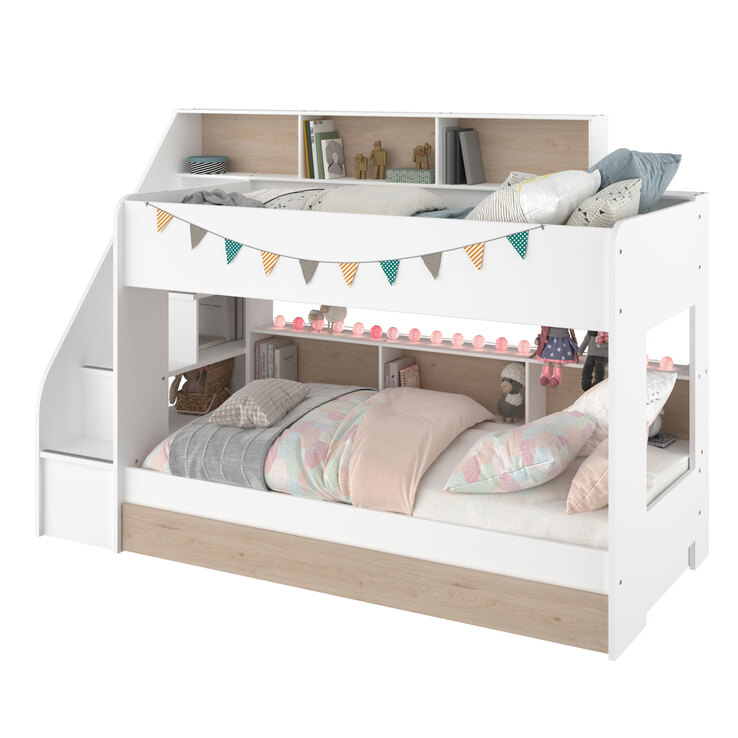 Parisot Etagenbett mit Bettschubkasten weiß/braun