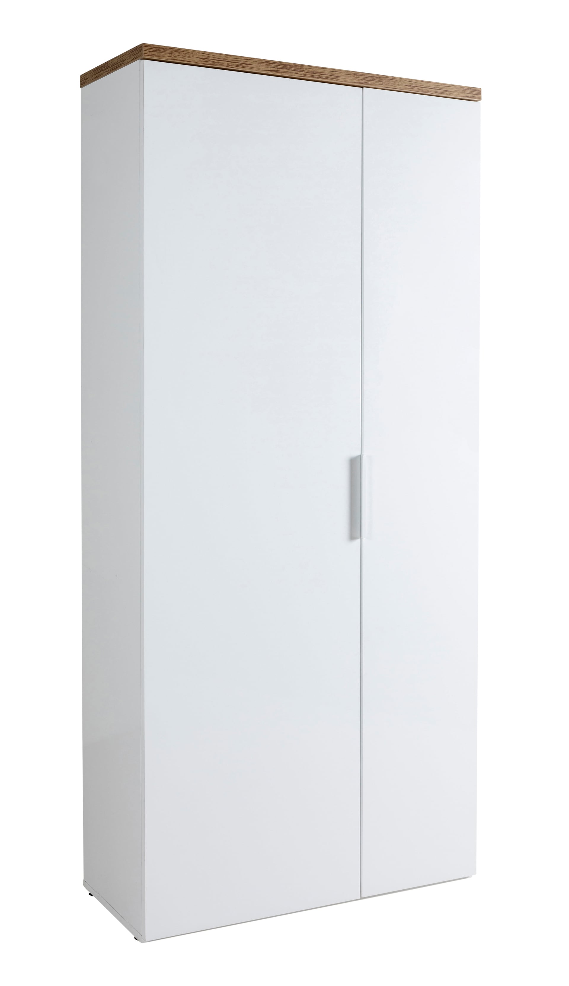 Garderobenschrank MUNDI 83 x 189 cm Weiß Hochglanz/Eiche-Riviera-Dekor