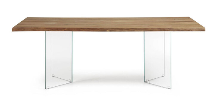 Kave Home Esstisch LOTTY 220 x 100 cm Glas /Eiche braun