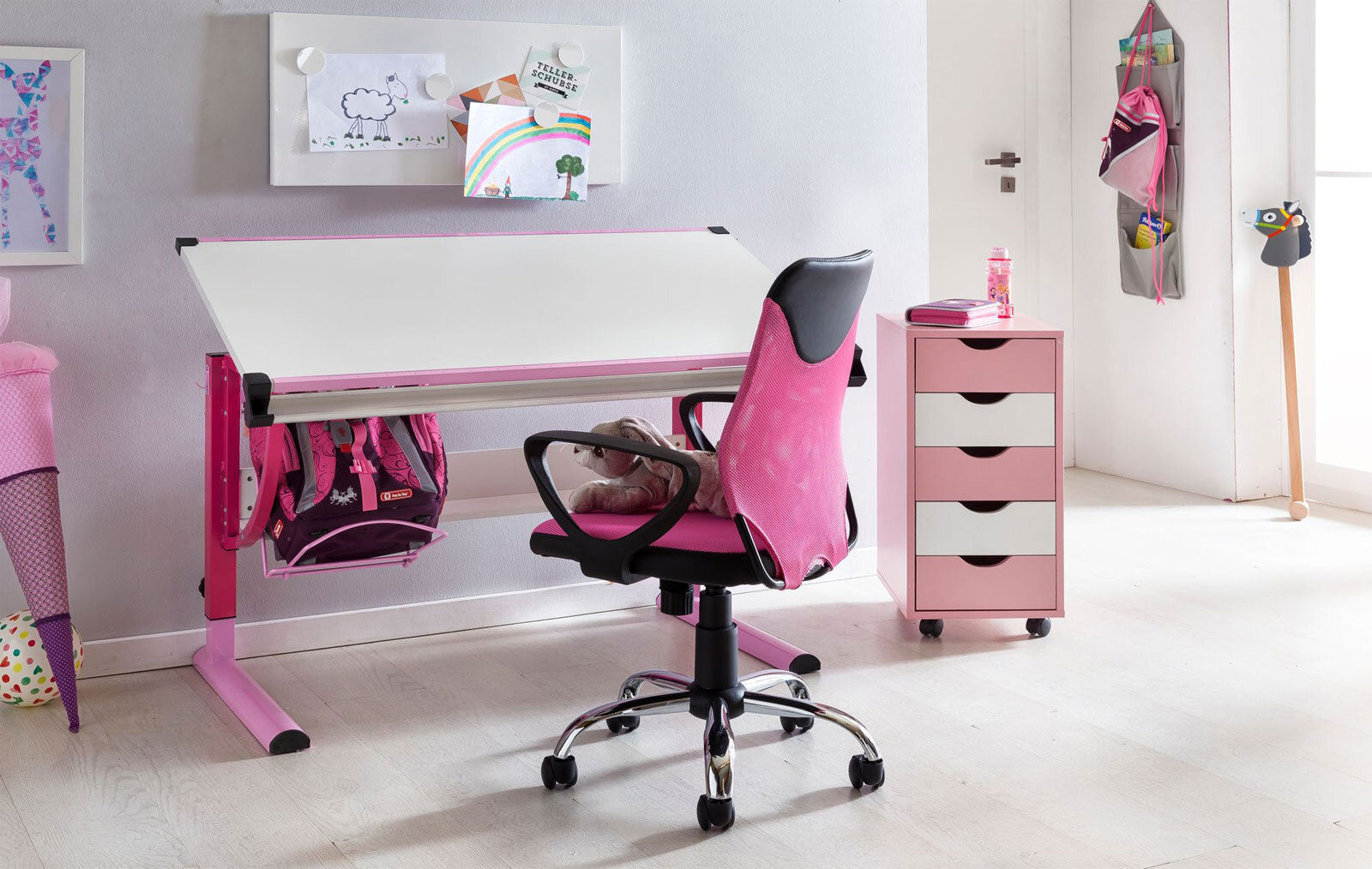 Schreibtischstuhl Mesh Schwarz/ Pink