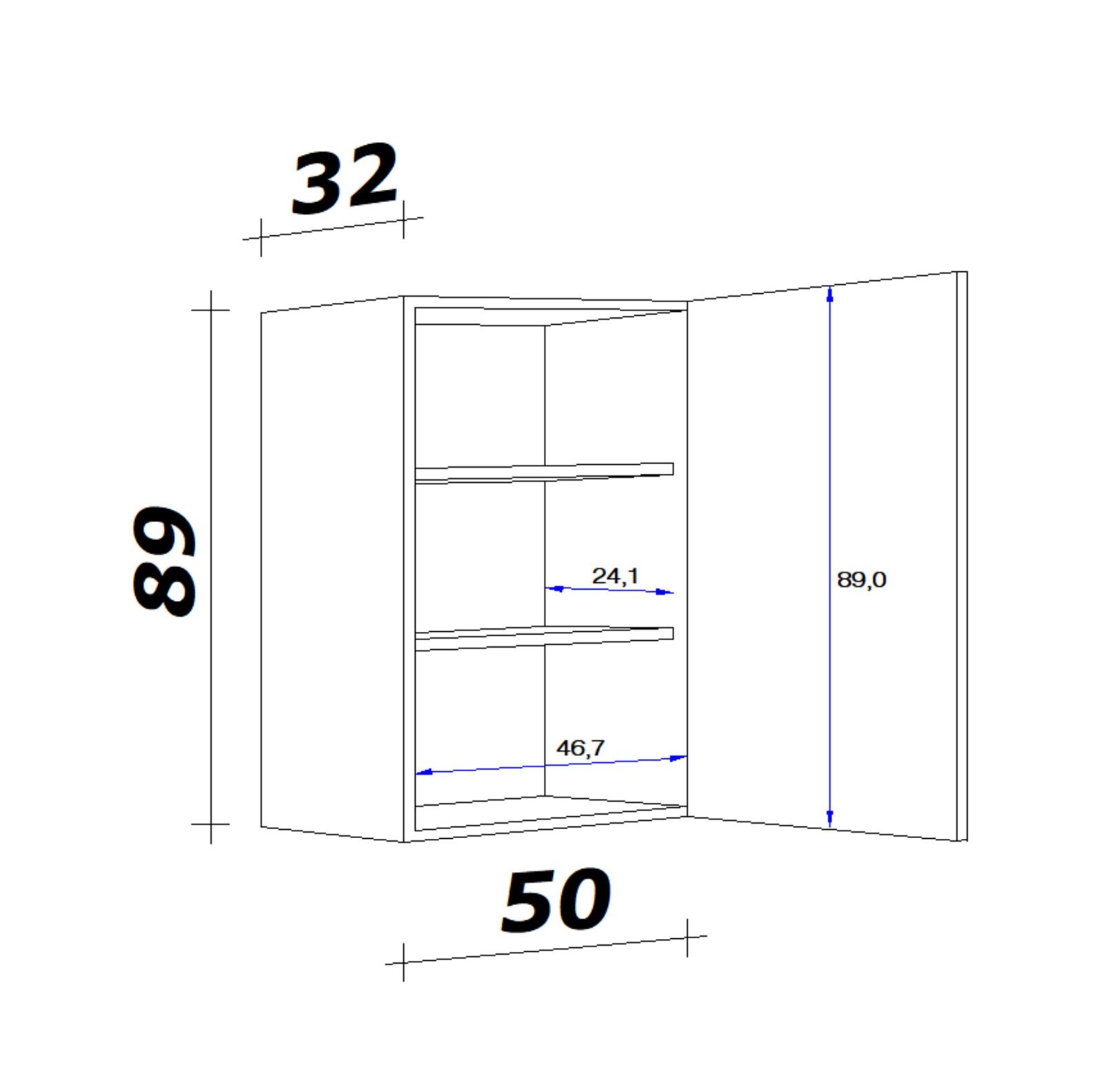 Hängeschrank MEGGIE 50 x 86 x 32 cm weiß