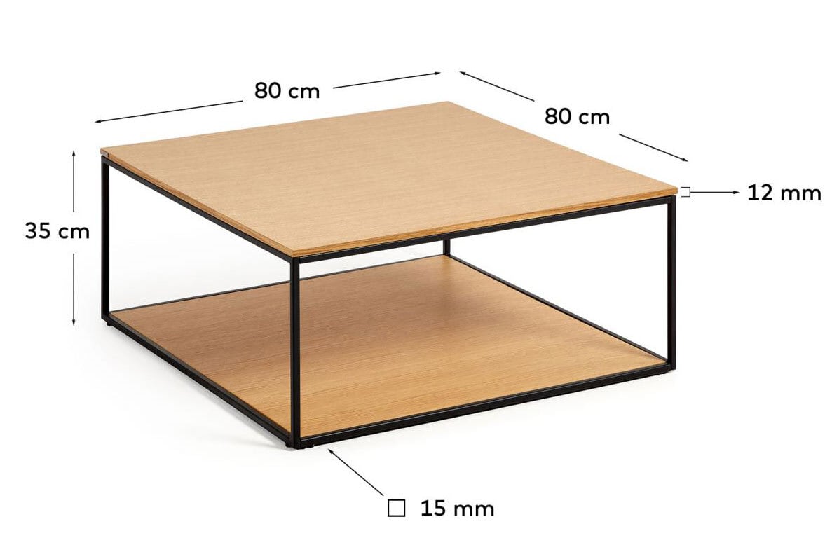 Kave Home Couchtisch YOANA 80 x 80 cm Eiche braun