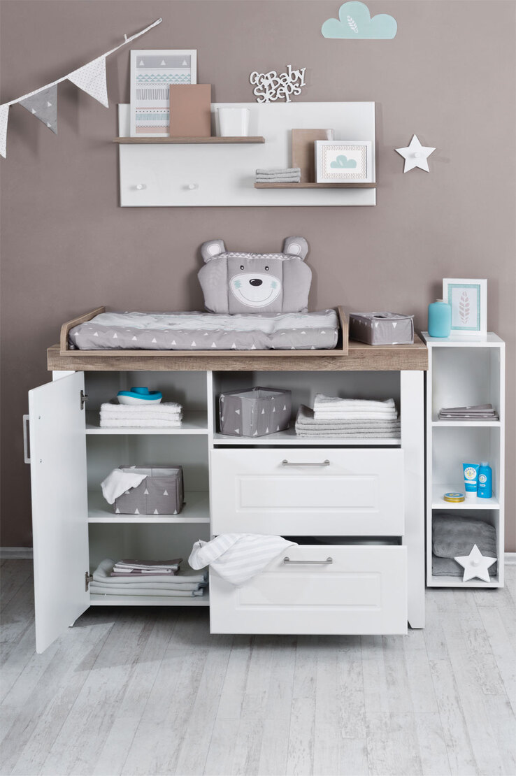 Seitenregal für Wickelkommode 27 x 88 x 32 cm NB weiß/braun