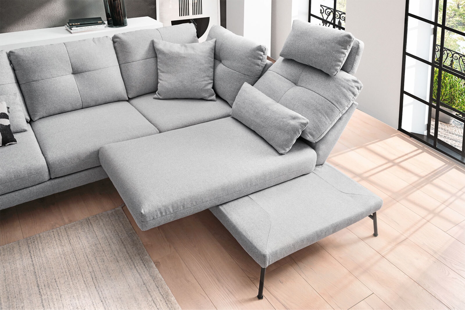 MONDO Ecksofa ASSEA 256 x 208 cm Mono lightgrey