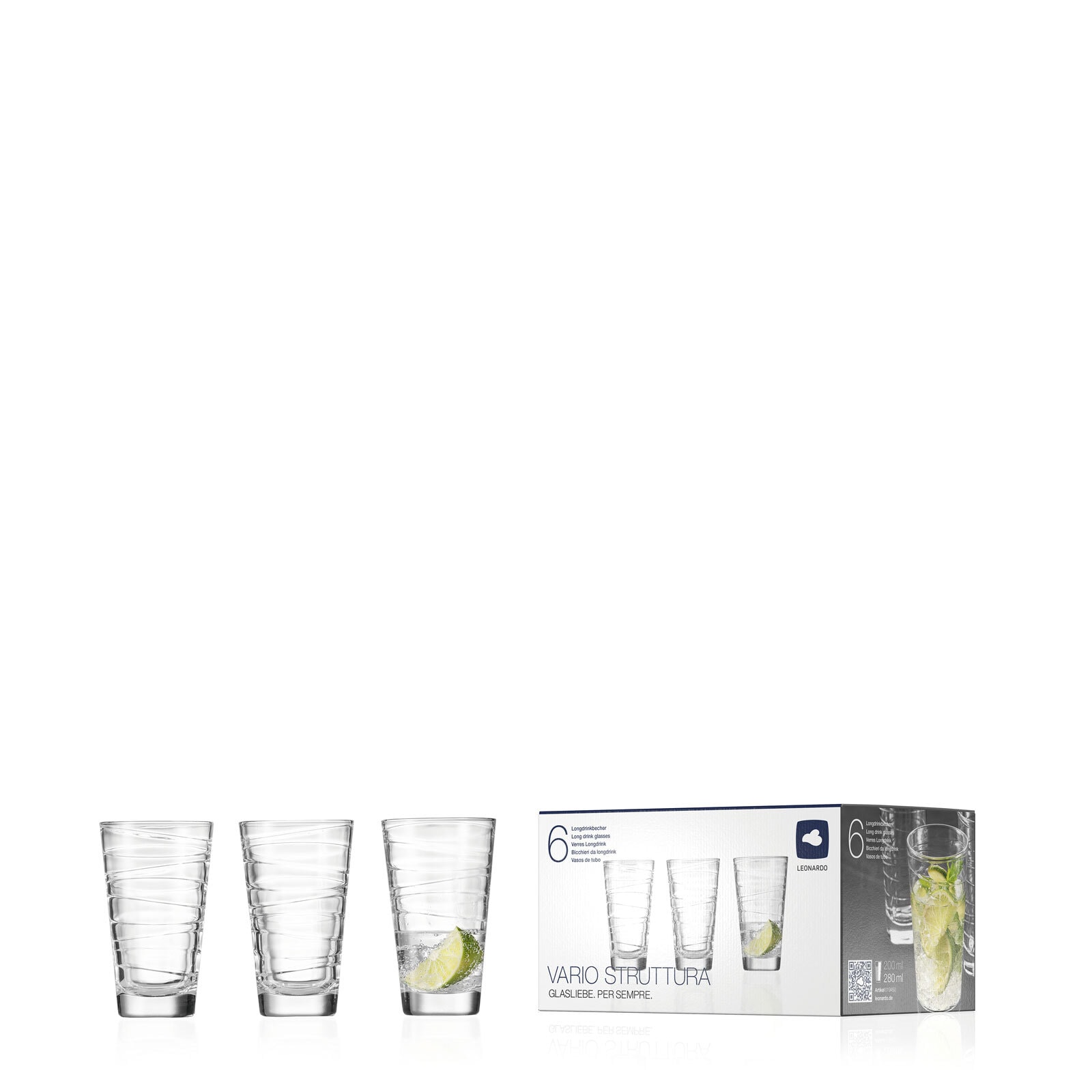 LEONARDO Longdrinkglas VARIO STRUTTURA 6er Set Klarglas