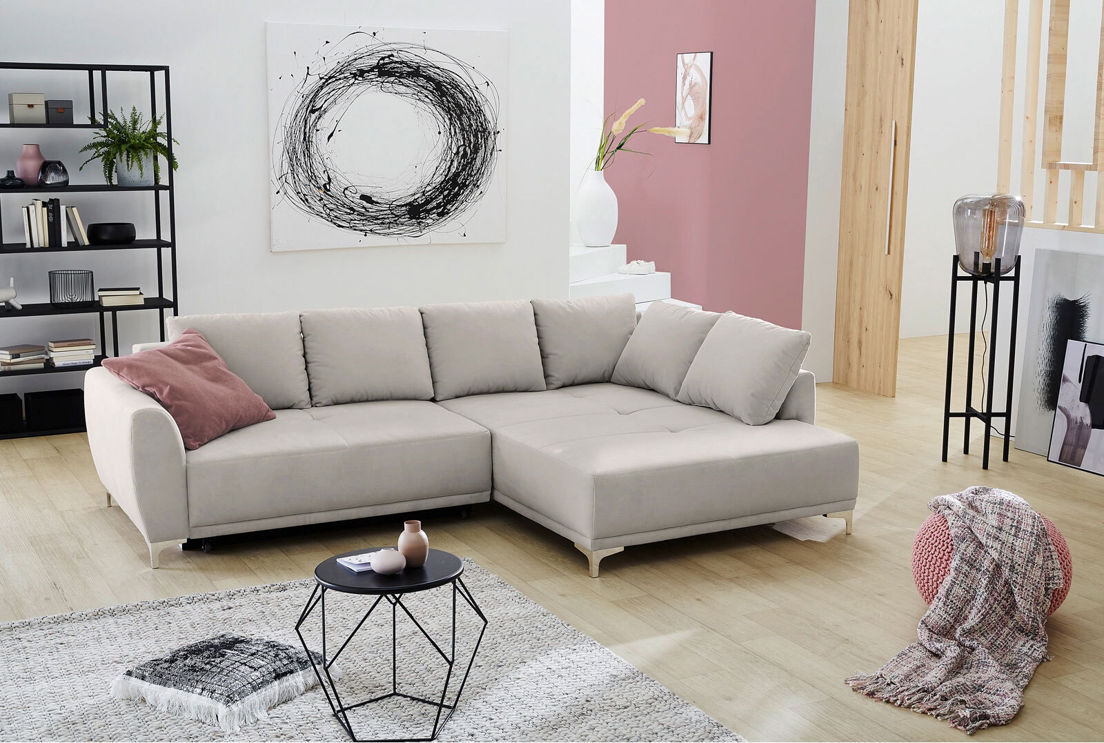 Ecksofa THOMAS SF 275 x 183 cm lichtgrau