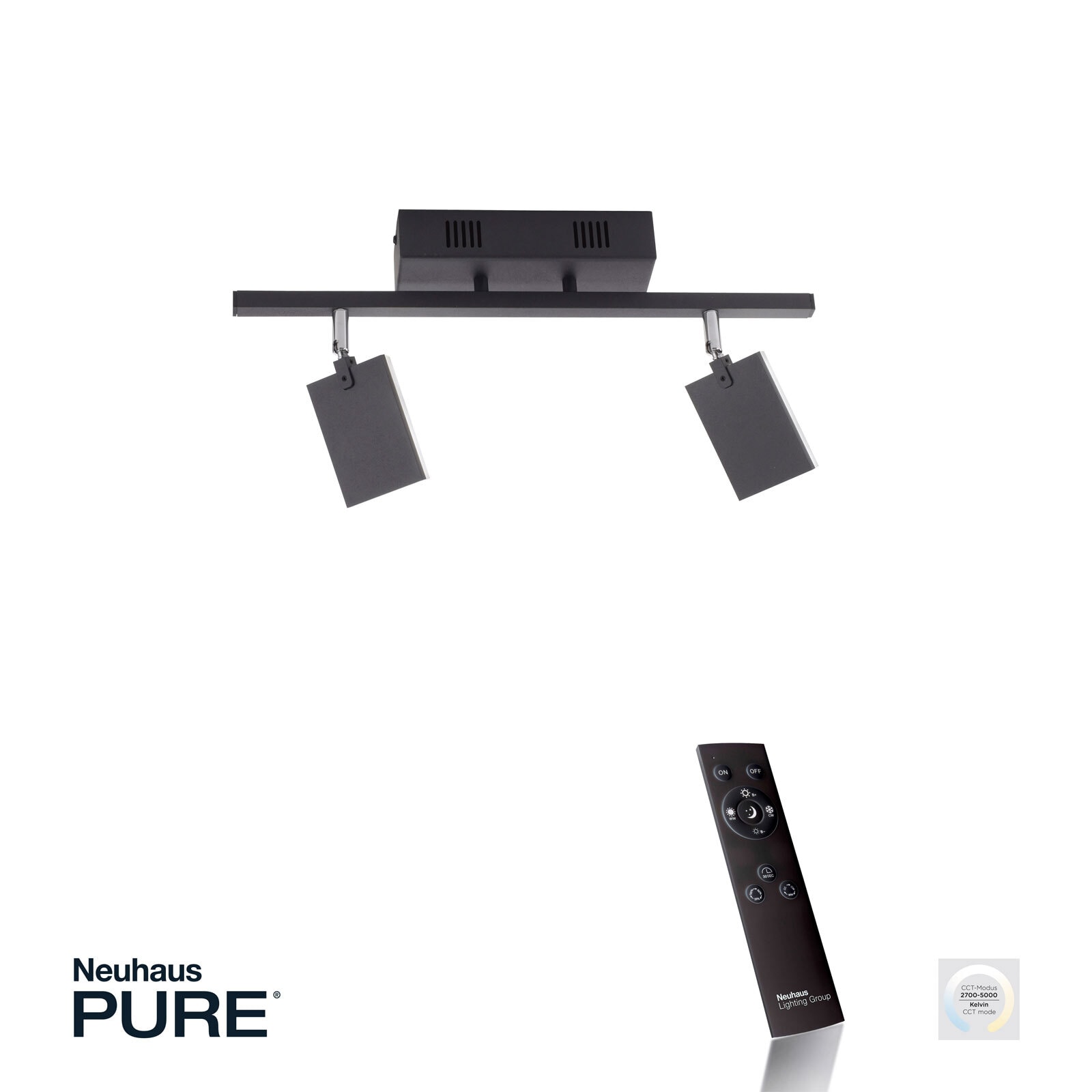 Paul Neuhaus LED Deckenlampe mit 2 Spots PURE-MIRA schwarz
