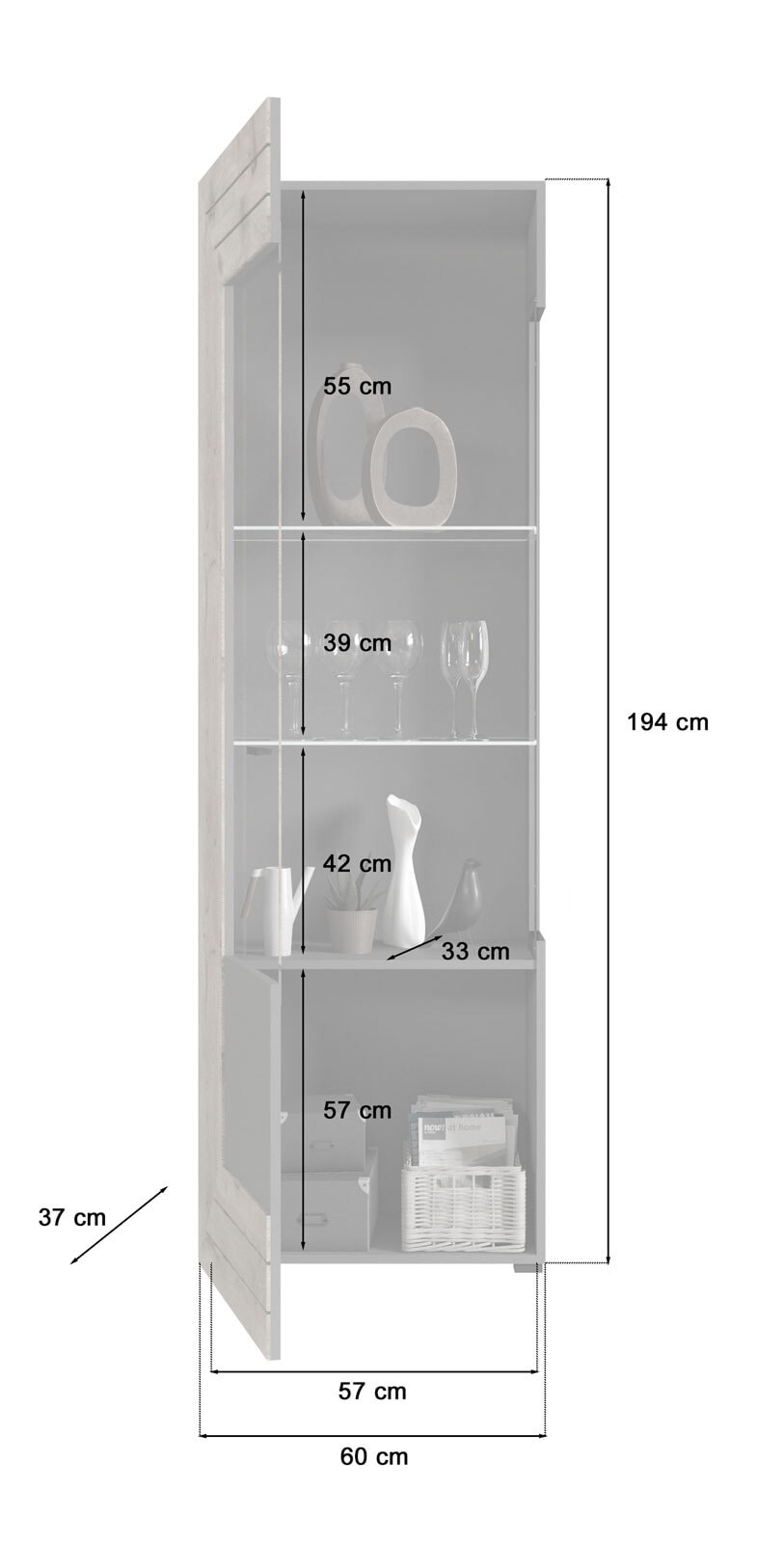 Wohnwand FRENO II 4-teilig braun/ grau