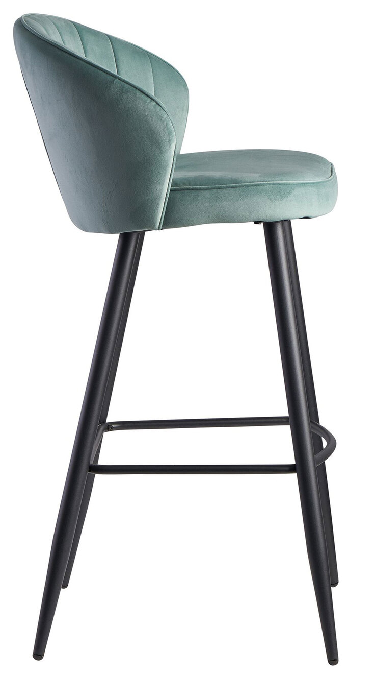 Barhocker mit Rückenlehne schwarz/ grün Samt